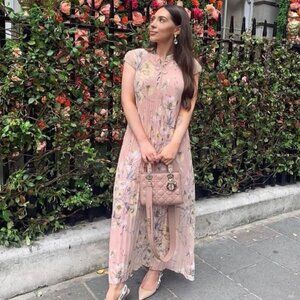 HM H&M conscious floral pleated maxi dress spring flowy